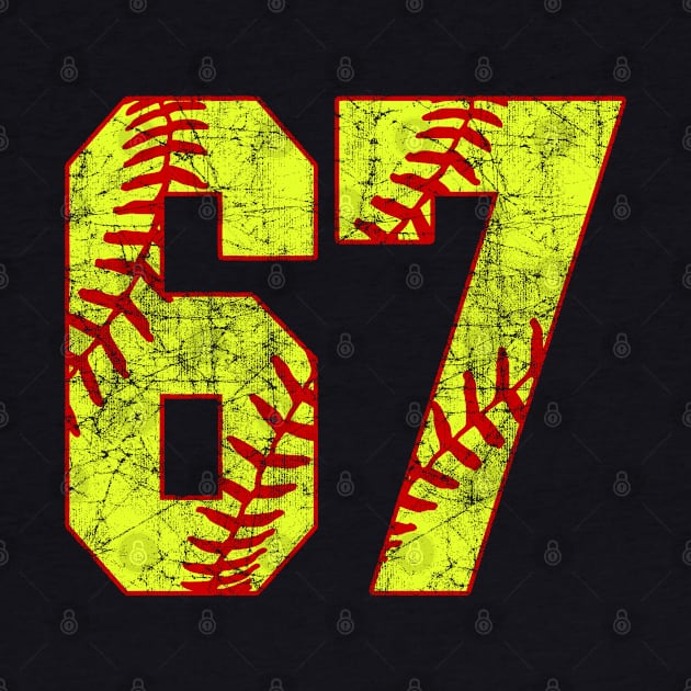 Fastpitch Softball Number 67 #67 Softball Shirt Jersey Uniform Favorite Player Biggest Fan by TeeCreations
